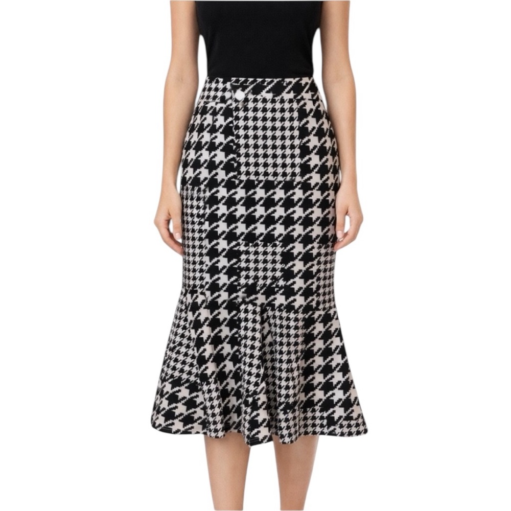 Digital Houndstooth Stretch Skirt Small